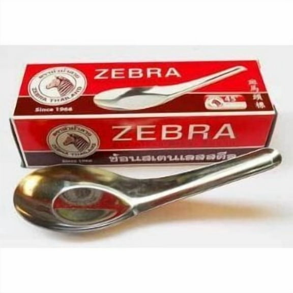 Zebra Spoon Pack of 12 Zebra Thai Chinese Asian Stainless Steel Rice Soup Spoons
