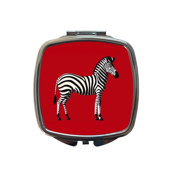 Zebra Standing Profile Travel Makeup Handbag Purse Small Pocket Compact Mirror