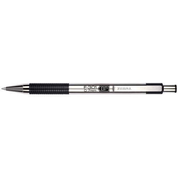 Zebra Steel F-301 Retractable Ballpoint Pens, Medium Point, Black, (Pack of 24)