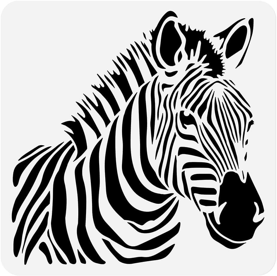 Zebra Stencil for DIY Painting 11.8"x11.8" Reusable African Animal ...