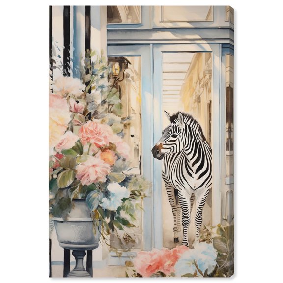 Zebra Storefront Canvas Fashion Designer Wall Art by Art Remedy, Gallery Wrapped, 30" x 45"