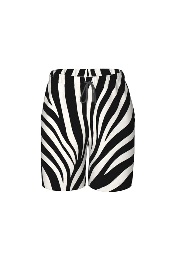 Zebra Stripe Beach Pants Lightweight Teen Shorts with Mesh Lining and Drawstring