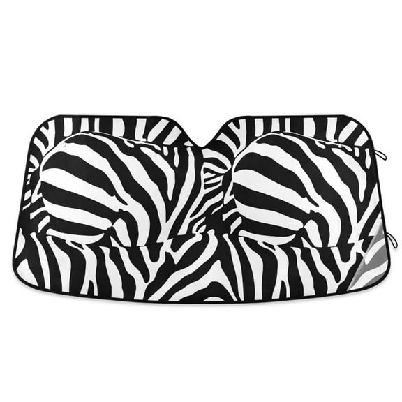 Zebra Stripe Car Windshield Sun Shade Foldable Car Front Window Visor Heat and UV Protection 53x23.5