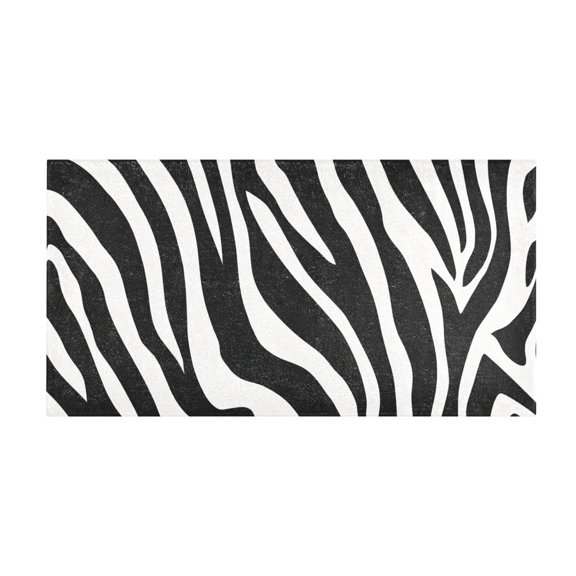 Zebra Stripe Design Bath Mat 39x20 Inch Soft Absorbent Non-Slip Plush Bathroom Rug for Floor