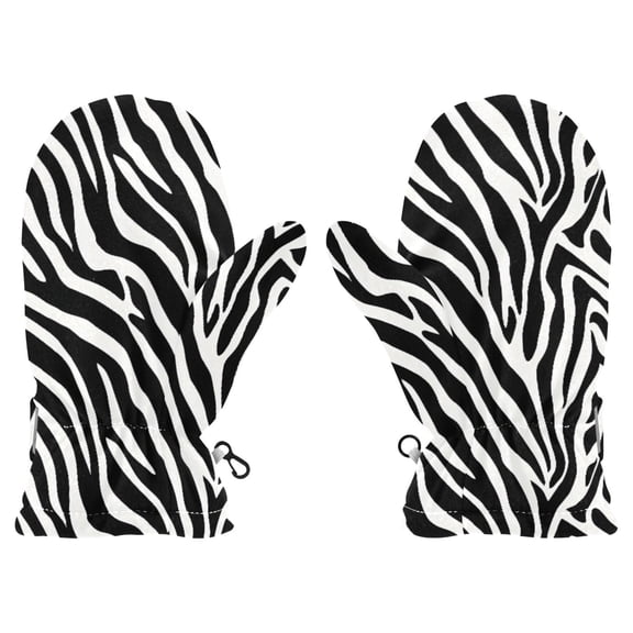 Zebra Stripe Design Cold Weather Mittens Cozy Gloves with Adjustable Fit Perfect for Outdoor Fun