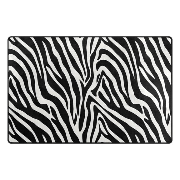 Zebra Stripe Design Memory Foam Area Rug 31"x20" Non Slip, Absorbent, Fade Proof for Living Room, Bedroom, Office