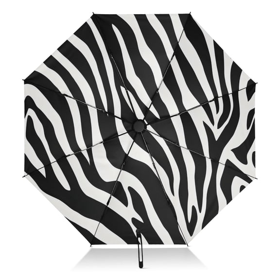 Zebra Stripe Design Umbrella Folding Sun Umbrella Travel Auto Open Close Large UV50+ 40in