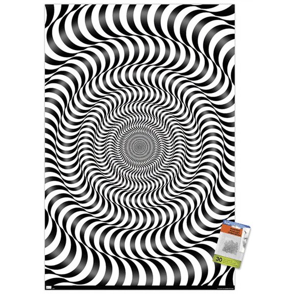 Zebra Stripe Optical Illusion Wall Poster with Push Pins, 22.375" x 34"