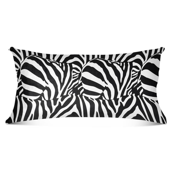 Zebra Stripe Plush Pillow Cases Body Size Ultra Soft Warm Pillowcases with Zipper 20"x54"