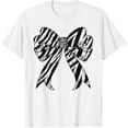 thumbnail image 1 of Zebra Stripe Print Coquette Bow Women Girls Zebra Pattern T-Shirt, 1 of 4