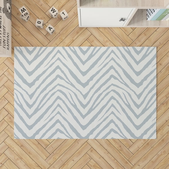 Zebra Stripe Slate Blue Kids Play Mat