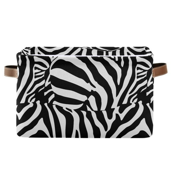 Zebra Stripe Storage Bins with Handle Fabric Organizer Basket Foldable Box 1 Pack 14.2x10.2x8.3