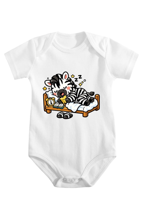 Zebra Striped Baby Romper, 190 GSM 100% Cotton Short Sleeve Bodysuit for Infants 0-12 Months