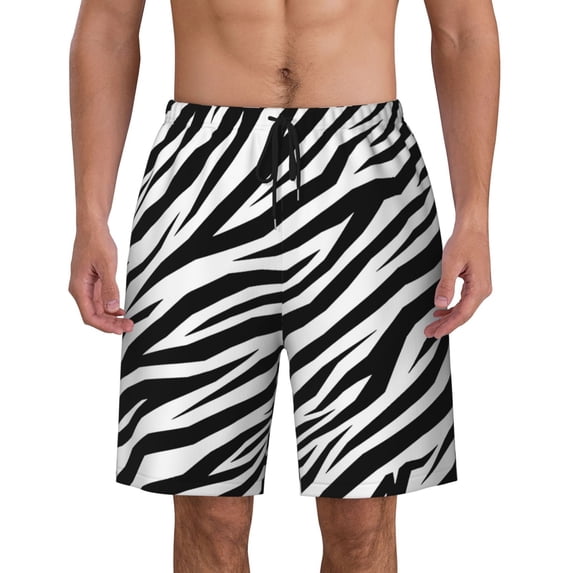 Zebra Striped Men'S Beach Pants Quick Dry Short Swim Trunks With With Pockets And Mesh Lining Swimwear Beach Bathing Shorts Xx-Large