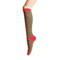 thumbnail image 1 of Zebra Stripes Knee High Tube Socks For Women and Girls In Red with Green Color, 1 of 1