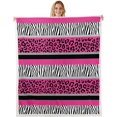thumbnail image 1 of Zebra Stripes Sherpa Blanket Leopard Print Throw Blanket Kids Girls Pink Black White Zebra Leopard Fur Plush Blanket Ultra Soft Decor Wild Animal Skin Fuzzy Blanket for Sofa Bed Couch,Baby 30x40 Inch, 1 of 7