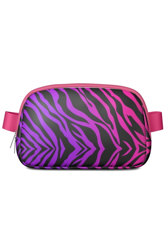 Zebra Stripes Waist Bag – Multicolor Cartoon Zebra Belt Bag with Gradient Design, Aesthetic Black and White Print Style