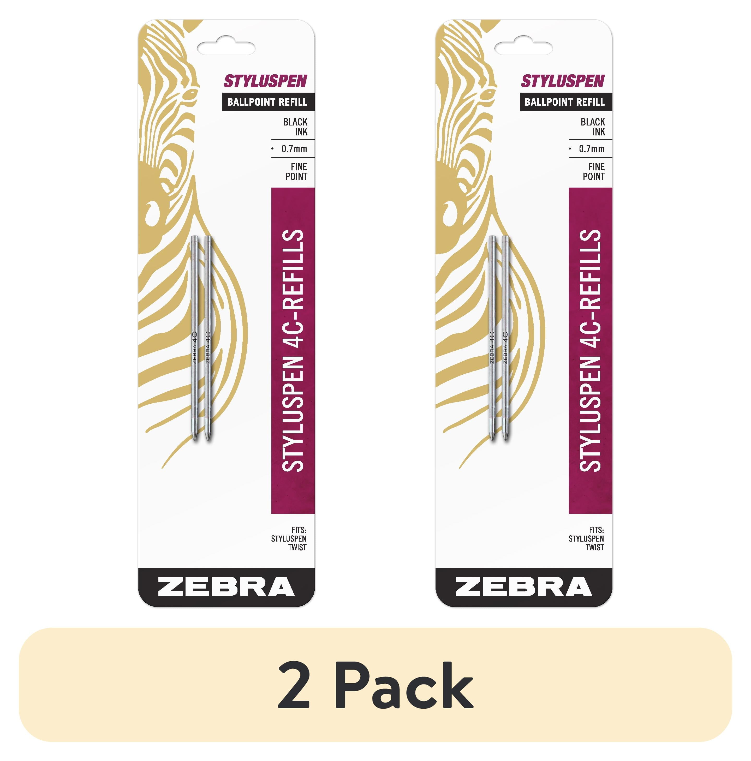 (2 pack) Zebra StylusPen Twist Ballpoint Pen 4C Refill, Fine Point, 0 ...