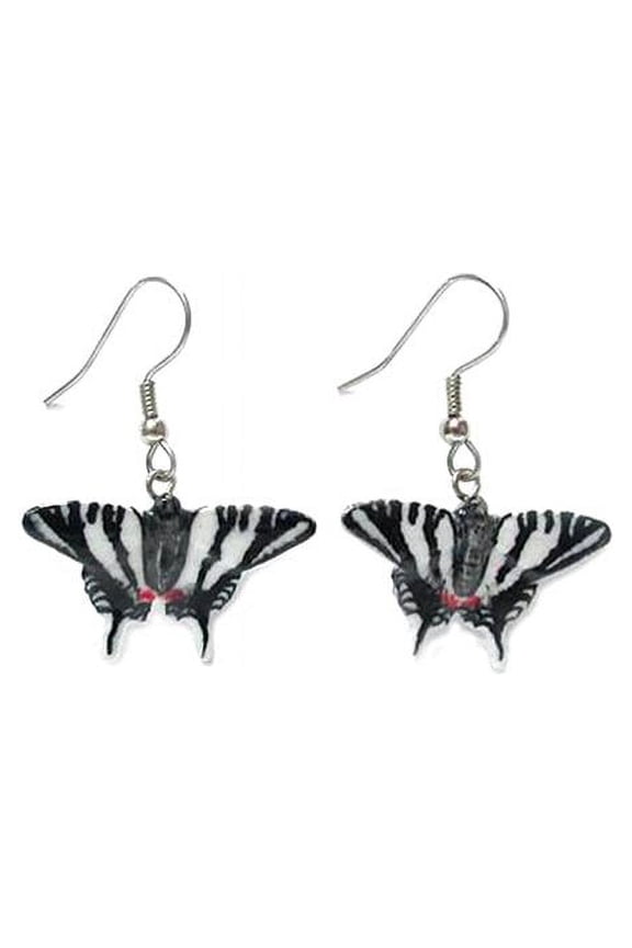 Zebra Swallowtail Butterfly Porcelain Earrings, Hand-Painted Nature Jewelry, Fashionable Wearable Accessory, Lightweight Birdwing Design Gift for Butterfly Lovers