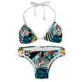 thumbnail image 1 of Zebra Swimsuit Women Bikini Set with Detachable Sponge and Adjustable Strap, Two-Pack, Beach Pool Vacation., 1 of 6