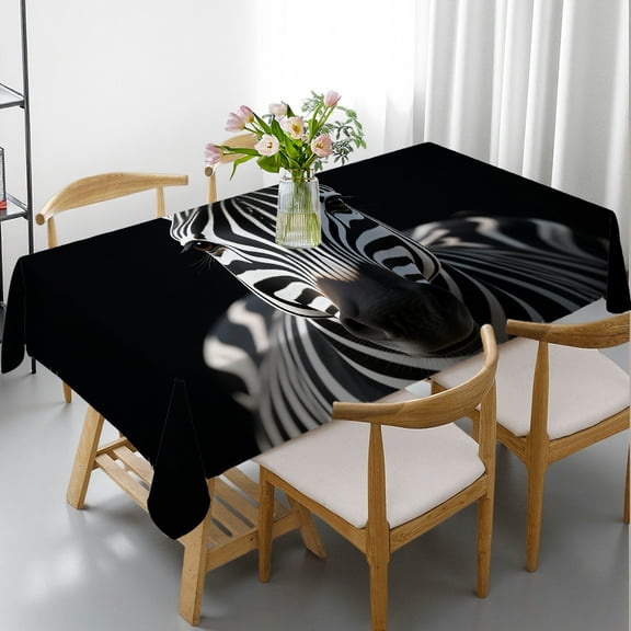 Zebra Tablecloths for dining table, Holiday Party Tablecloth -  Holiday-Themed Design Rectangular Tablecloth, Cafe, dinner, picnic