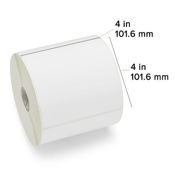 Zebra Thermal Transfer Barcode Label, 4" x 4" Paper Label with 1" Core, 700 Labels Per Roll, 12 Rolls