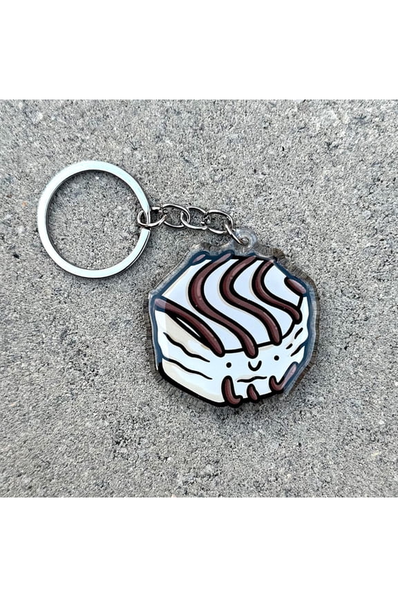 Zebra Treat Keychain |Cute Acrylic Keychain | cute cake keychain | vanilla cake | zebra striped cake | cute dessert keychain | junk food (1 keychain)