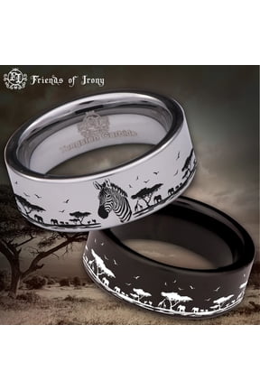 Zebra Tungsten Carbide Ring