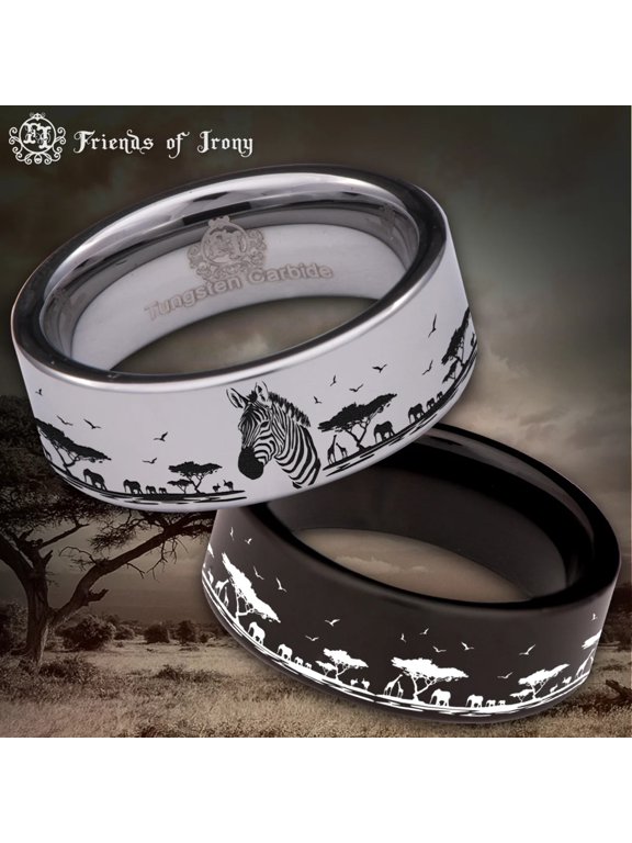 Zebra Tungsten Carbide Ring