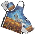 thumbnail image 1 of Zebra Van Gogh Art 5 Pcs Kitchen Set Heat Resistant Oven Mitts and Non-Slip Pot Holders with Adjustable Cooking Apron, 1 of 6