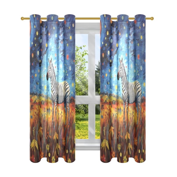 Zebra Van Gogh Art Sheer Curtains 2 Panels Set Grommet Drapes for Bedroom Living Room 52" W x 63" L