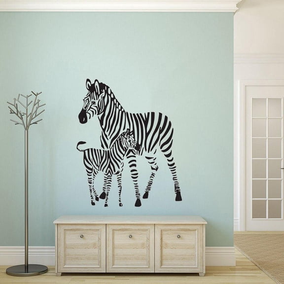 Zebra Wall Decal Zebras Animals Wall Sticker Little Big Zebra Vinyl Decor Home Livingroom Decor Interior Design 34x42cm