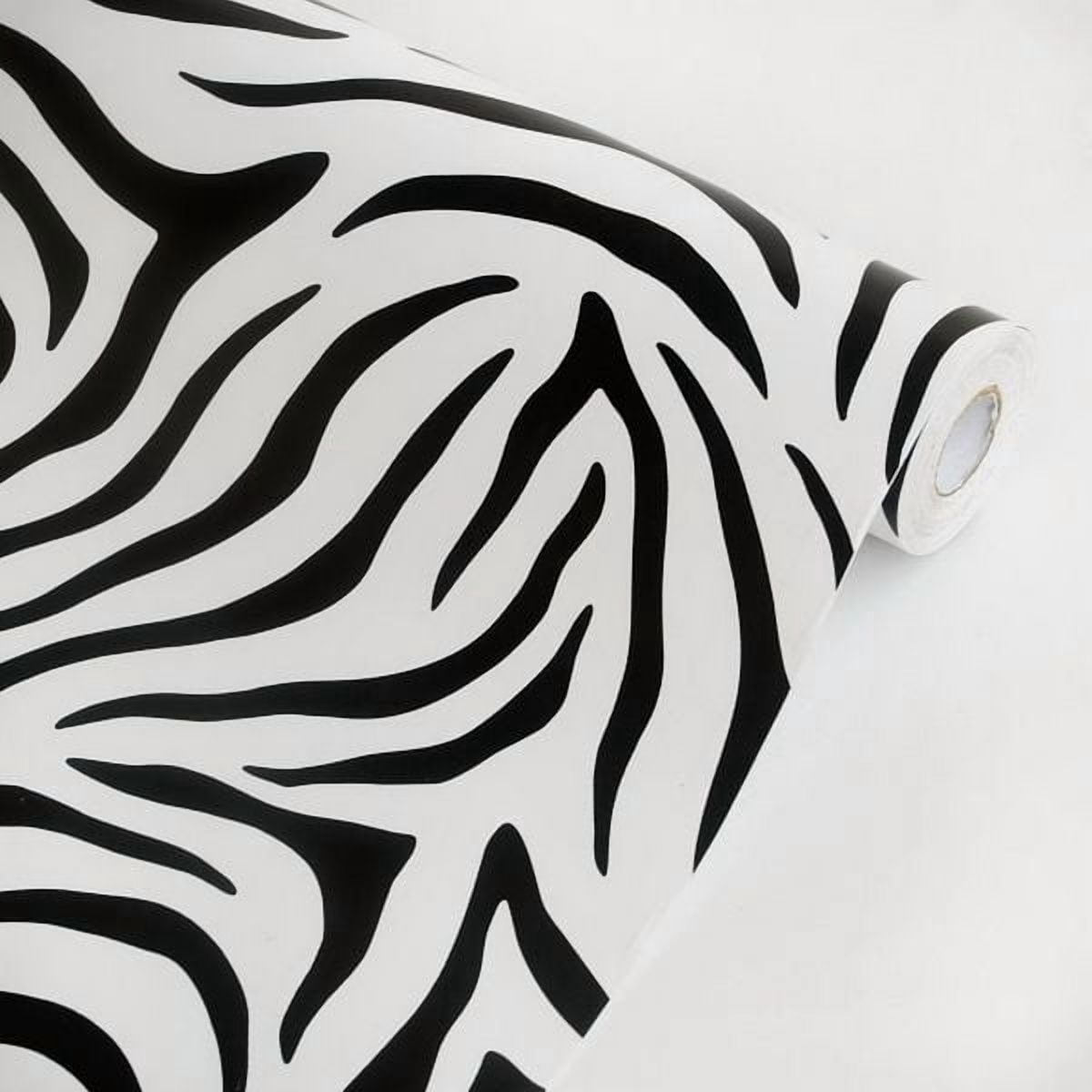 HOMETITUTE Peel & Stick Wallpaper Border – Zebra Stripe Texture, 4x196 Inch, Self-Adhesive For Bedroom, Bathroom, Mirror Frame