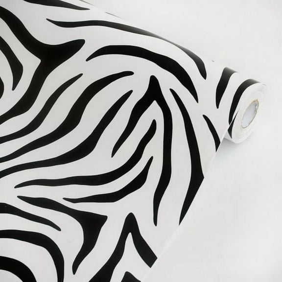 Zebra Wallpaper Peel and Stick - Vinyl Self-Adhesive Wall Decor - Prepasted Removable Wallpaper for Living Room, Bedroom, Bathroom - 17.7" x 394" Roll