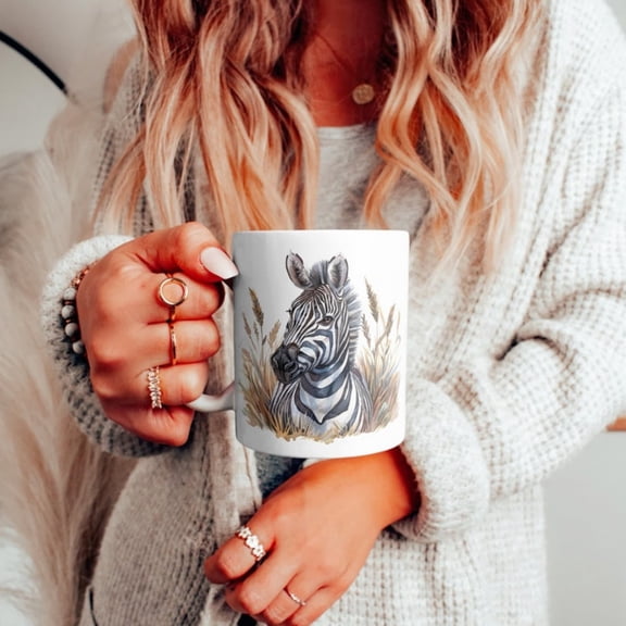 Zebra Watercolor Mug Animal Lover Gift.