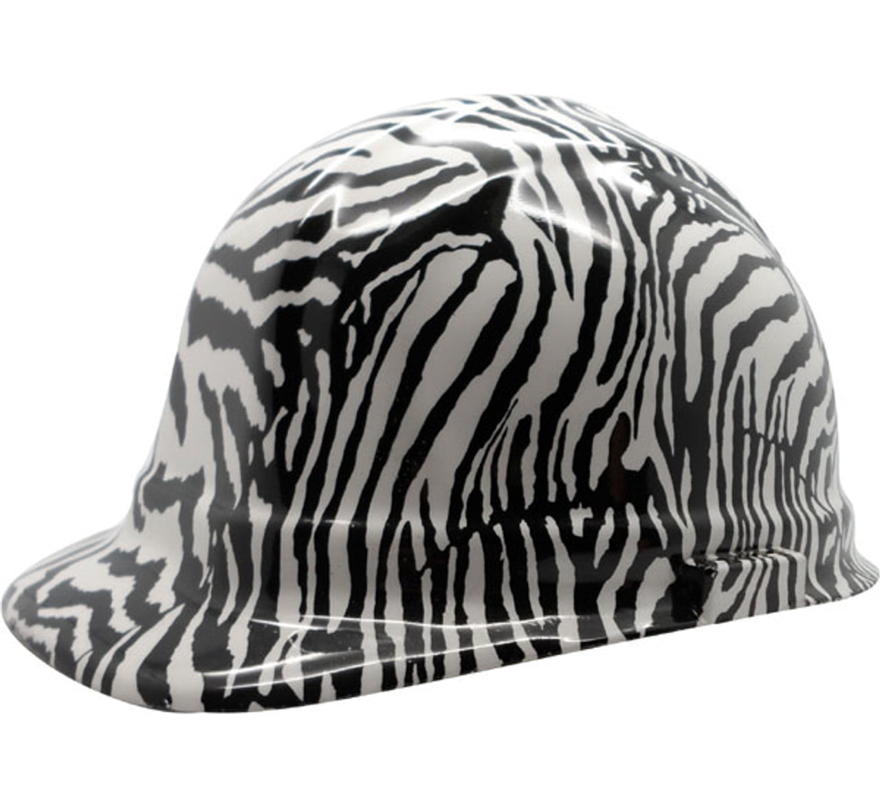 Zebra White Hydro Dipped Hard Hats Cap Style with 4 Pt Suspension