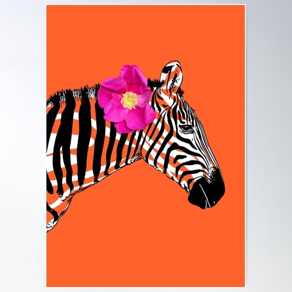 Zebra With Flower Hipster Summer Design Poster Wall Art, Modern Wall Decor For Living Room Bedroom, 8x12 UNFRAMED