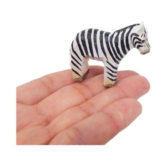 Zebra Wood Figurine Statue Stripe Horse Sculpture Ornament Decor Miniature Art Carve Small Animal