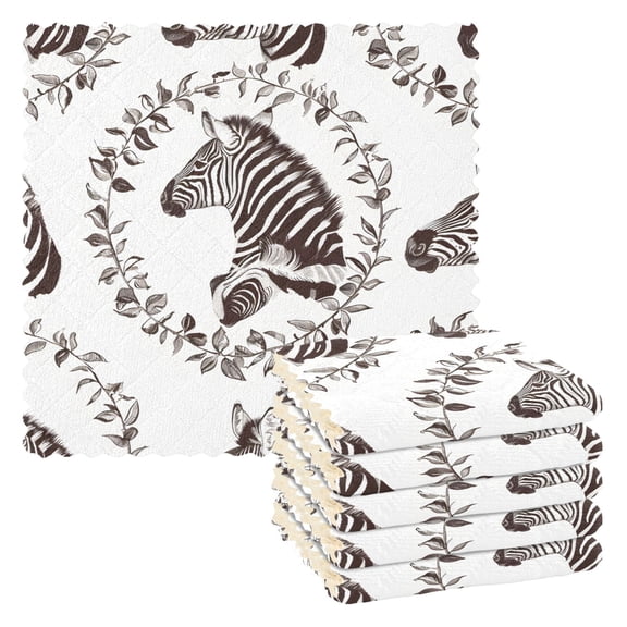 Zebra Wreath Kitchen Towels 6 Pcs Dish Towels Absorbent Soft Quick Dry Towel Dish Rags for Washing Dishes