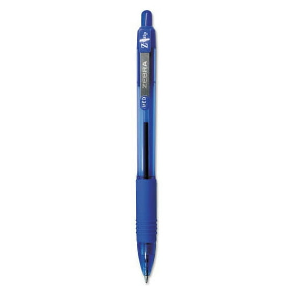 Zebra Z-Grip Ballpoint Pen, Retractable, Medium 1 mm, Blue Ink, Clear Barrel, 24/Pack