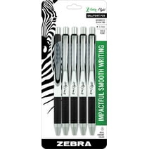 Zebra Z-Grip Flight retractable ballpoint pen, 1.2mm, black ink, 5-pack