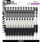 Zebra Z-Grip Mechanical Pencil, 0.7 mm, HB #2 Graphite, Black Grip, 24-Pack