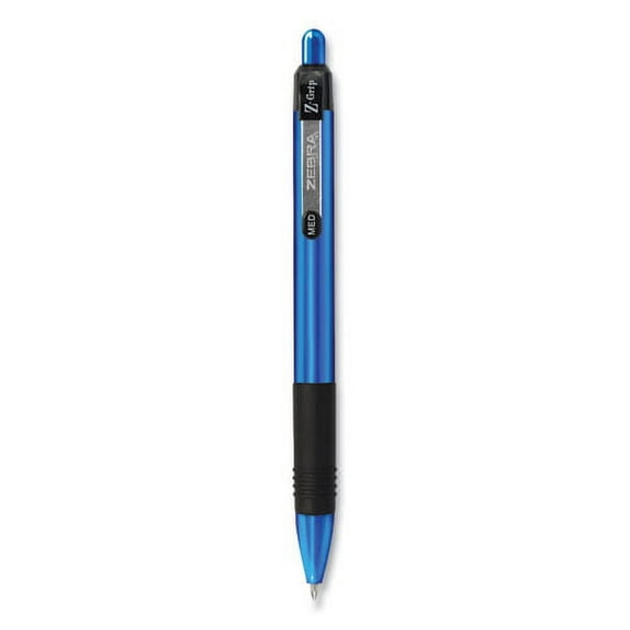 Zebra Z-Grip Metal Ballpoint Pen, Retractable, Medium 1 mm, Blue Ink, Blue Barrel, 12/Pack | Order of 1 Dozen