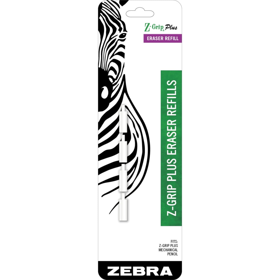 ZEBRA PEN Zebra Z-Grip Plus Mechanical Pencil White Eraser Refills 4-Count, 0.7mm Size