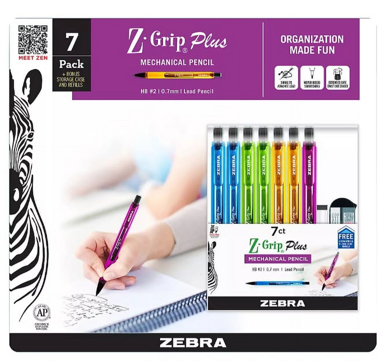 Zebra ZGrip Plus Mechanical Pencils with Bonus Lead and Erasers, 7 ct