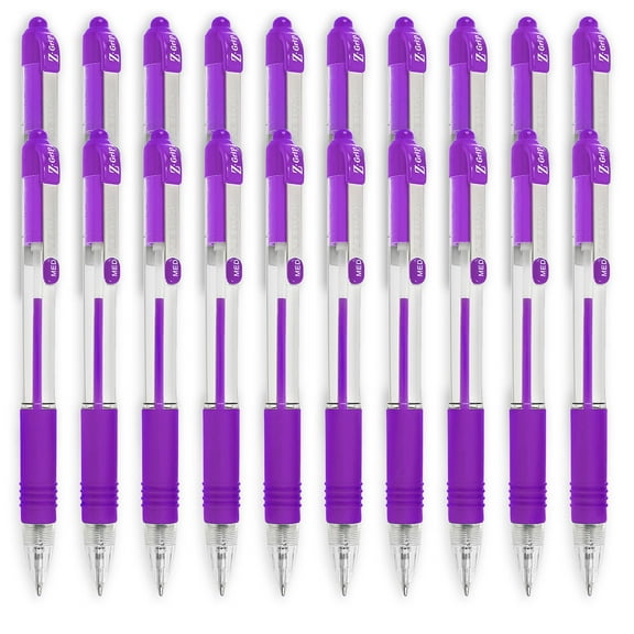 Zebra Z-Grip Retractable Ballpoint Pen - 1.0mm Nib - Economy Pack of 20 - Violet Ink