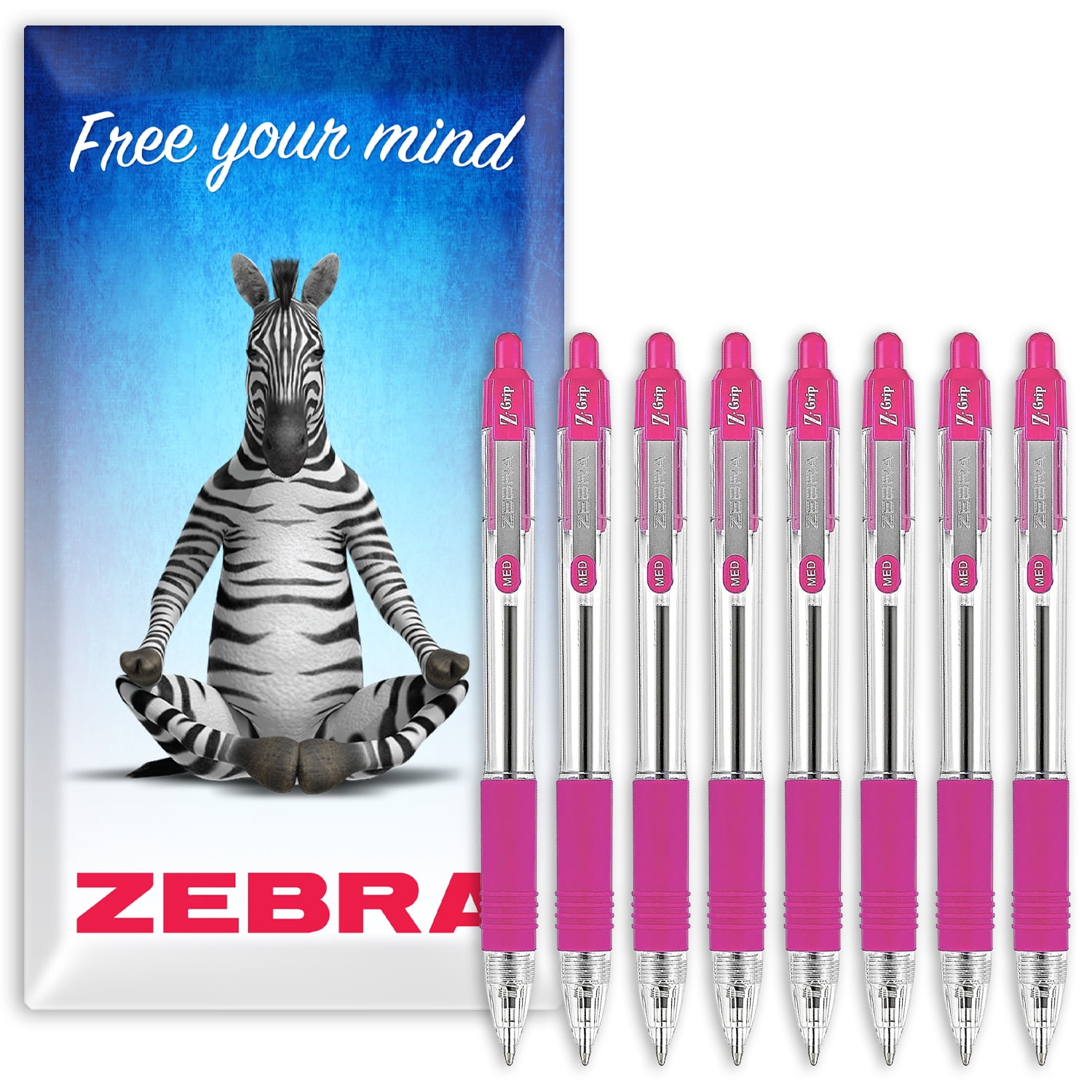Zebra Classic Z-Grip - Penne A Sfera Retrattili, Punta 1.2mm, Confezione Da 3, Colore Rosa - 2