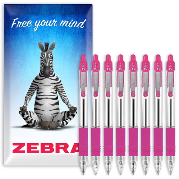 Zebra Z-Grip Retractable Ballpoint Pen - 1.0mm Nib - Pink Ink - Pack of 8