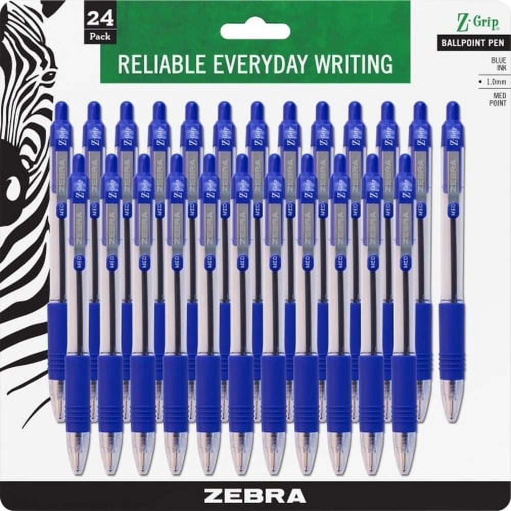 Zebra Z-Grip Basics LV Ballpoint Pen, Stick, Medium 1 mm, Blue Ink