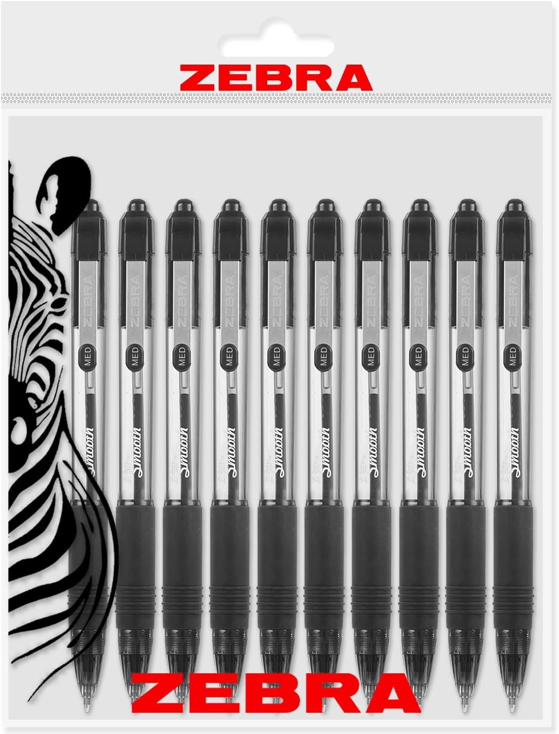 Zebra Z-Grip Smooth Ballpoint Pen - 1.0mm - Black Ink - Pack of 10 - in Zebra Packaging